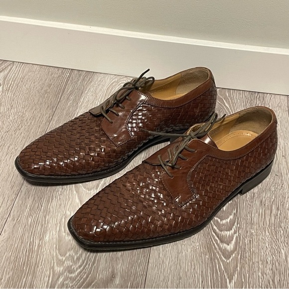 Paul Fredrick Other - Paul Fredrick Italian Woven Leather Dress Shoes Mens Derby Brown Size 11